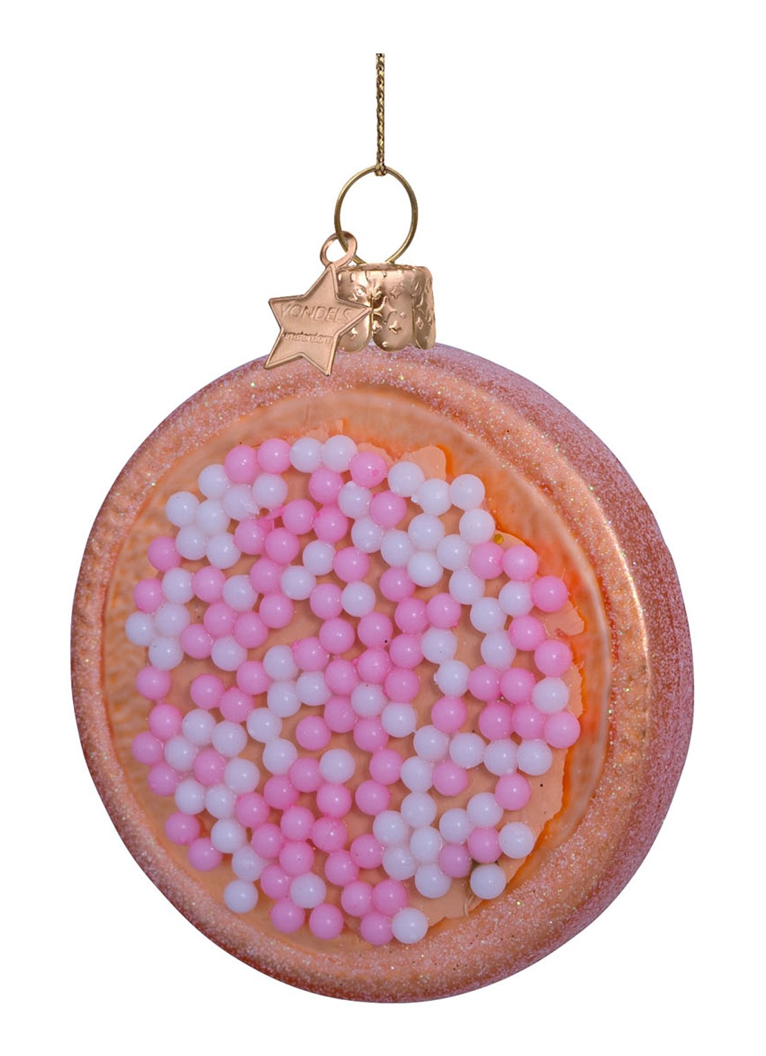 Vondels Beschuit met muisjes kersthanger 8.,5 cm - detail roze