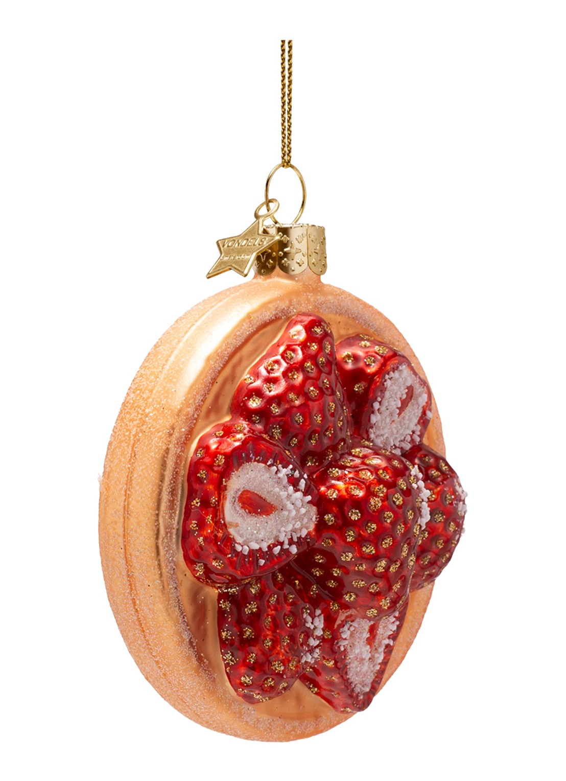 Vondels Beschuitje met aardbei kersthanger 8,5 cm - detail rood