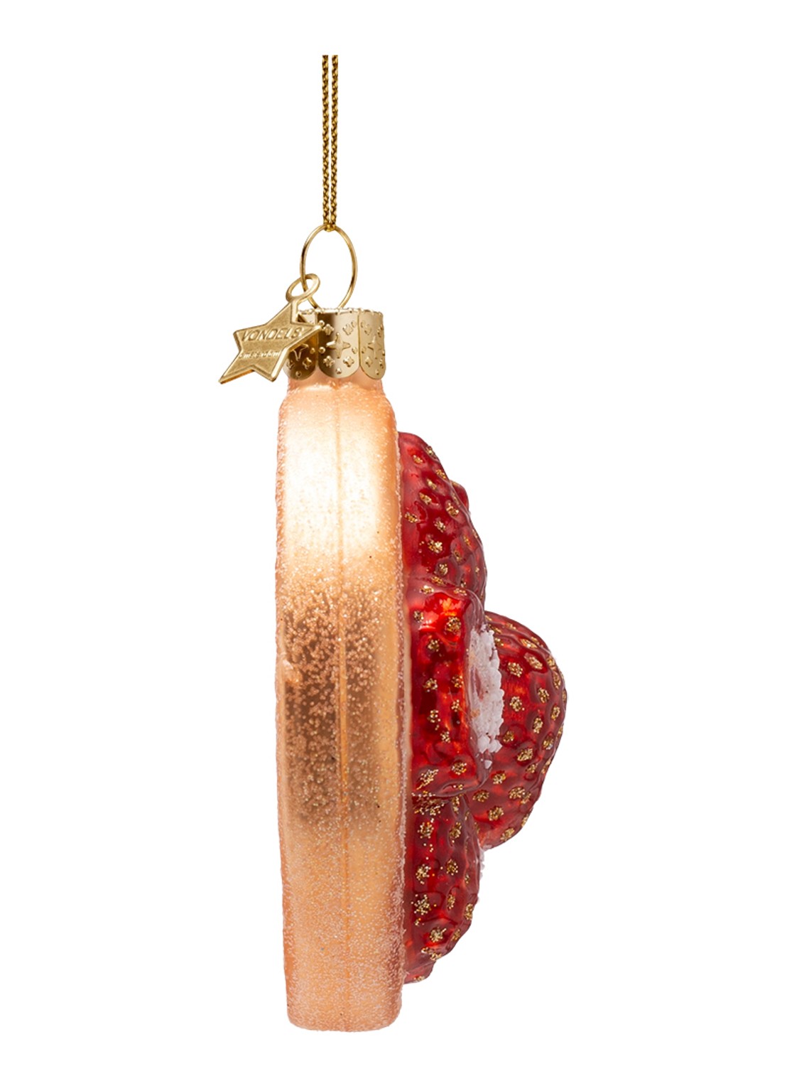 Vondels Beschuitje met aardbei kersthanger 8,5 cm - detail 2 rood