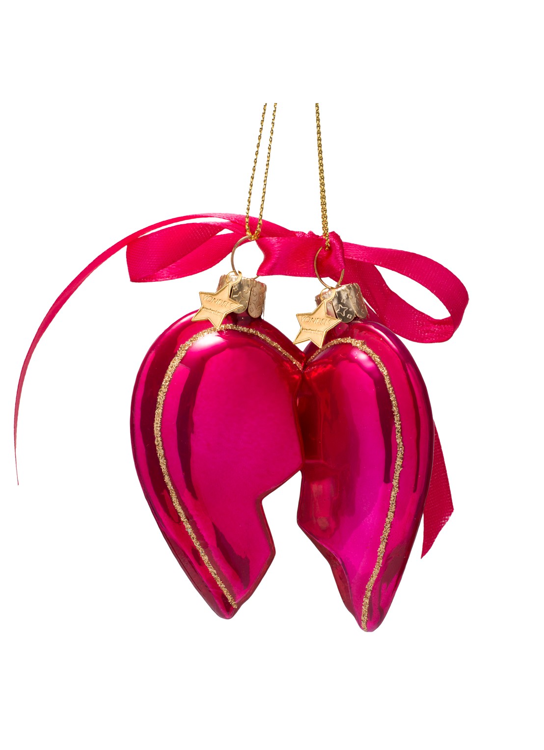 Vondels Best Friend Hearts kersthanger - achterkant roze