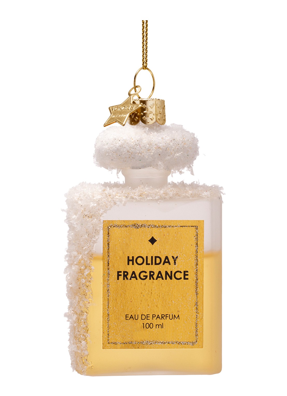 Vondels Bevroren Parfum kersthanger 8,5 cm - voorkant goud