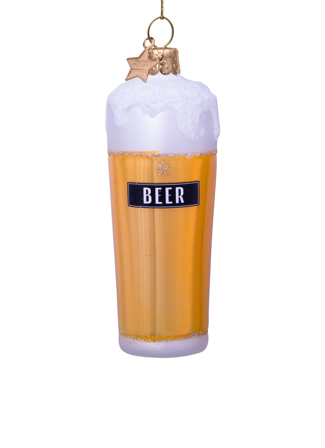 Vondels Bier kersthanger 10 cm - voorkant 4 goud