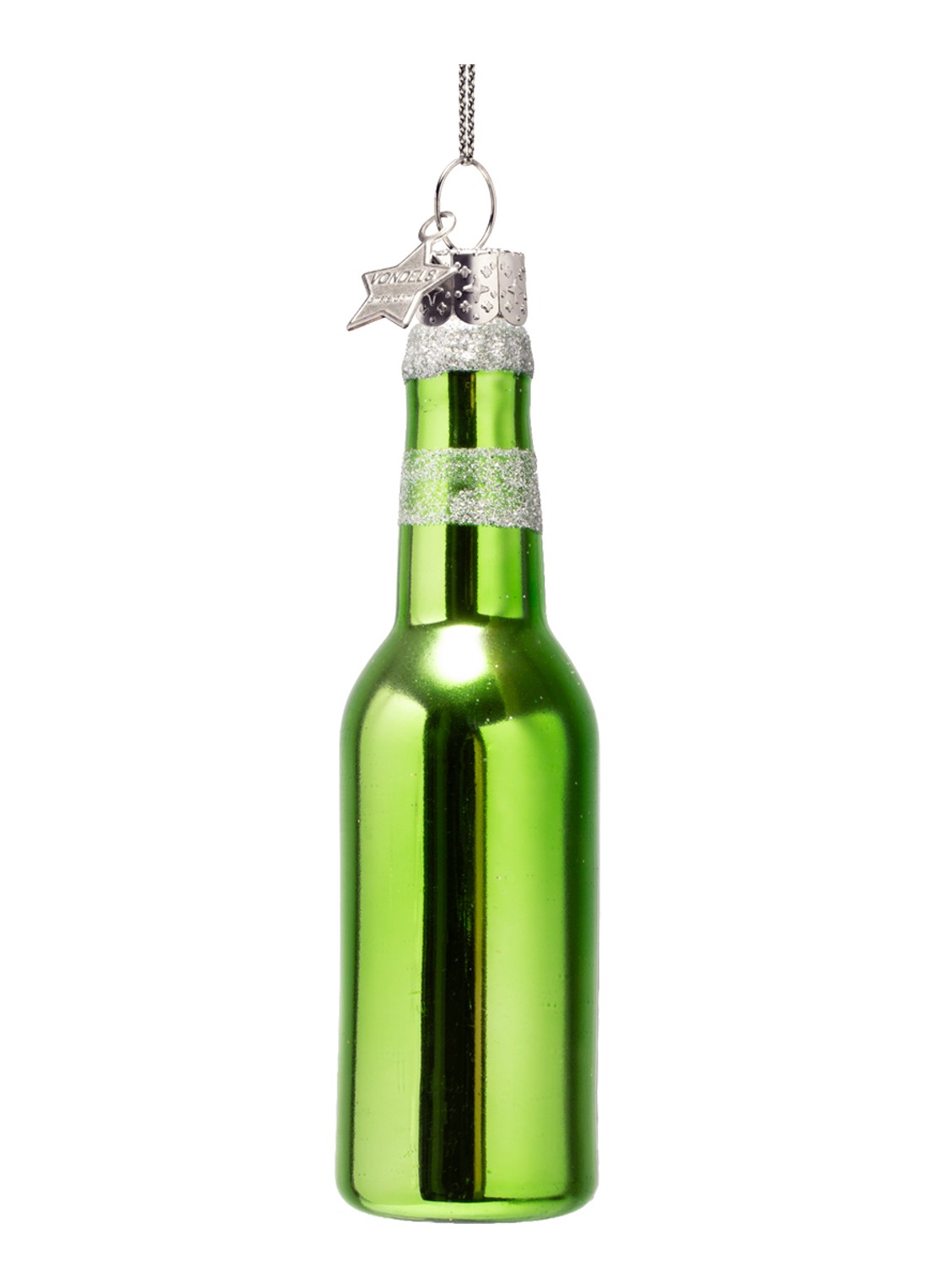 Vondels Bierfles kersthanger 12,5 cm - achterkant groen