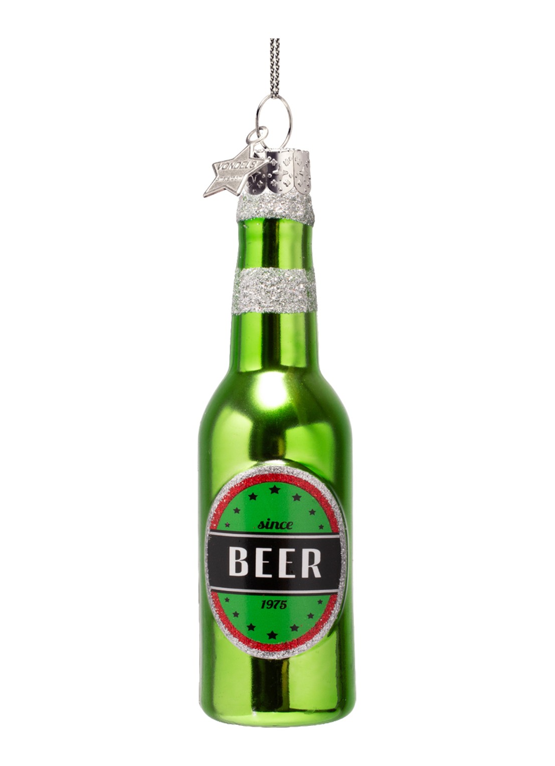 Vondels Bierfles kersthanger 12,5 cm - voorkant 3 groen