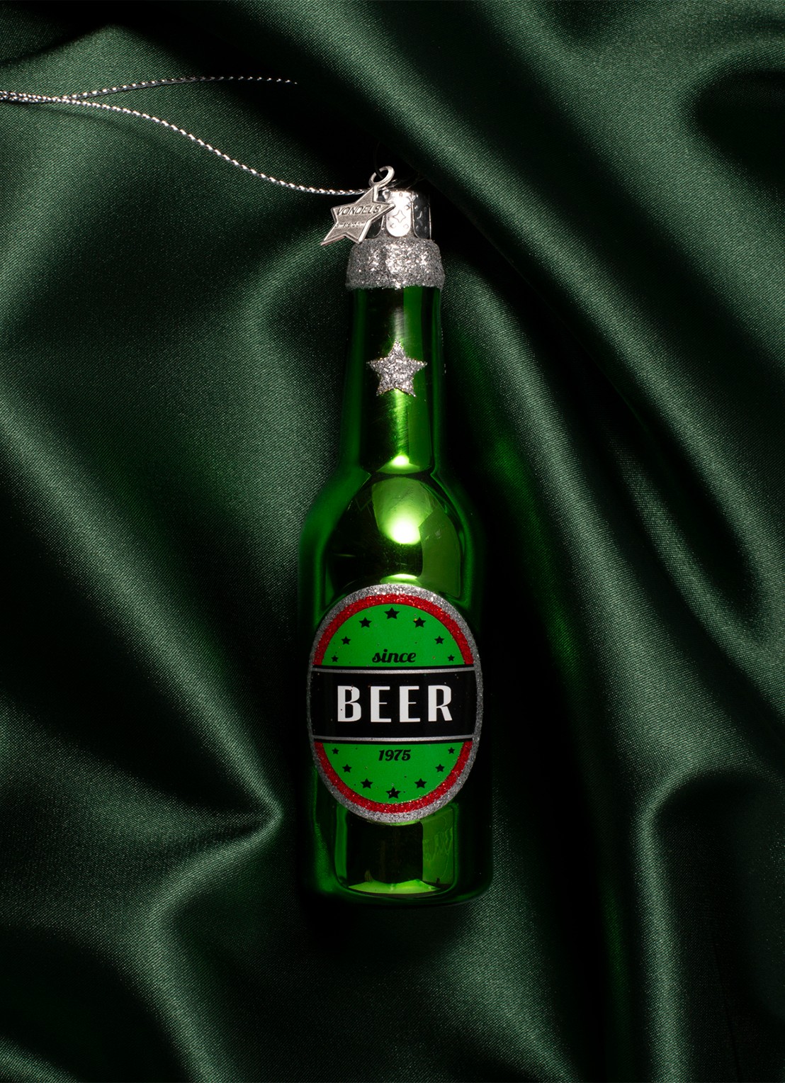 Vondels Bierfles kersthanger 12,5 cm - voorkant 4 groen