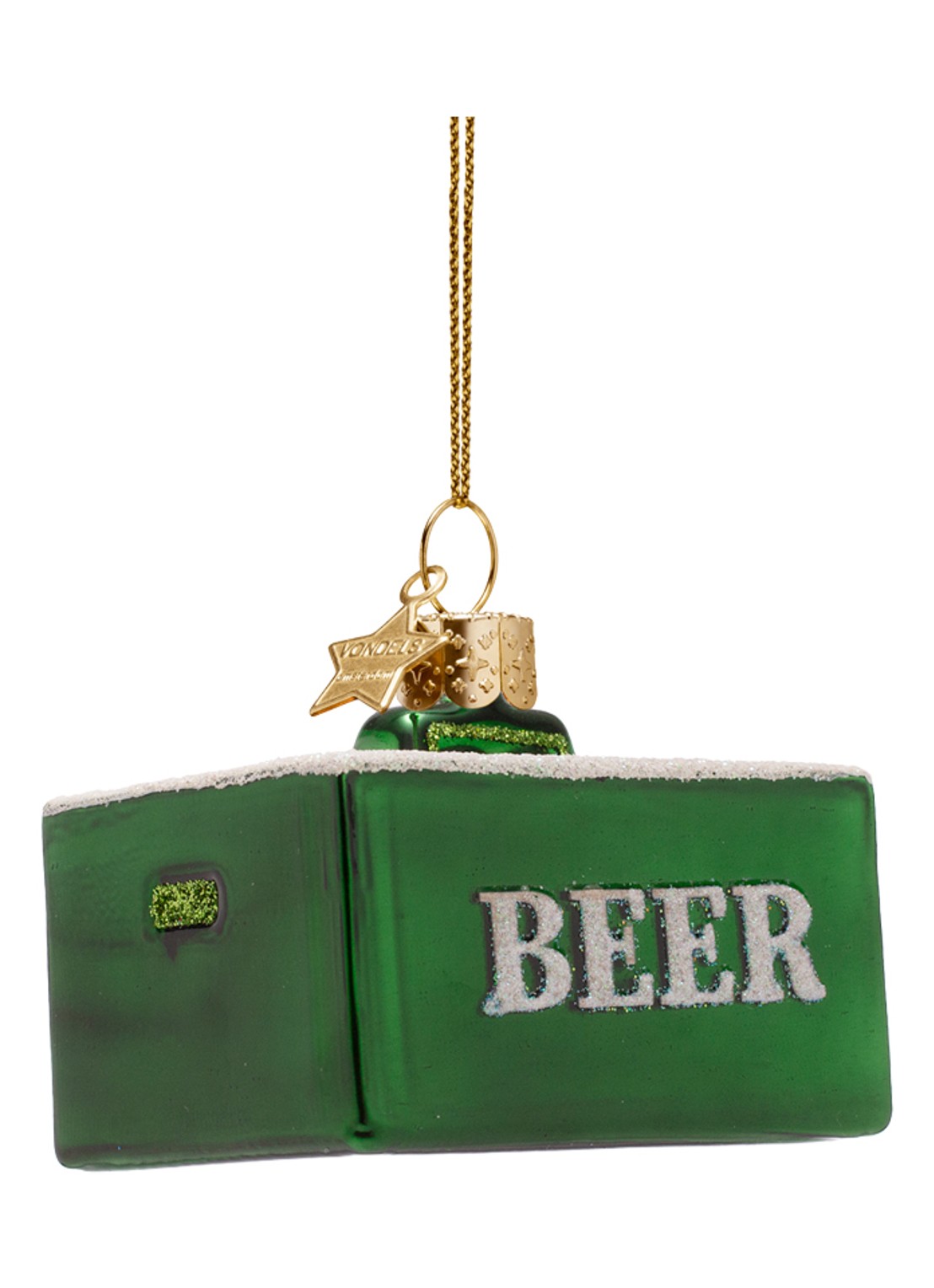 Vondels Bierkrat kersthanger 5,5 cm - voorkant 2 groen