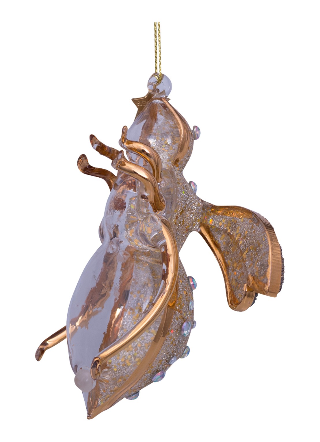 Vondels Bij kersthanger 10 cm - detail goud