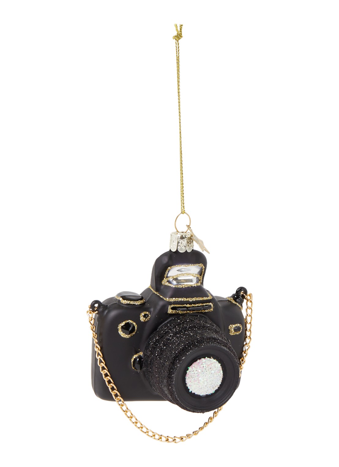 Vondels Black Camera kersthanger 9 cm - voorkant 2 zwart