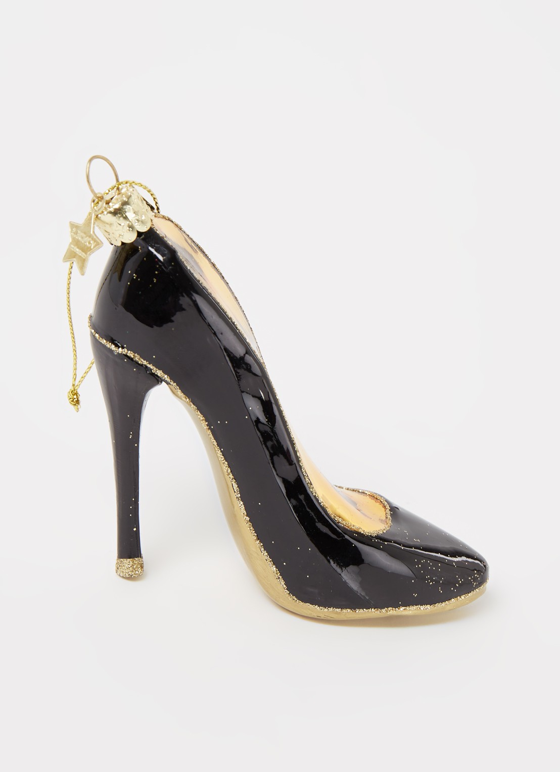 Vondels Black High Heel Pumps Shoe kersthanger 10 cm - detail zwart