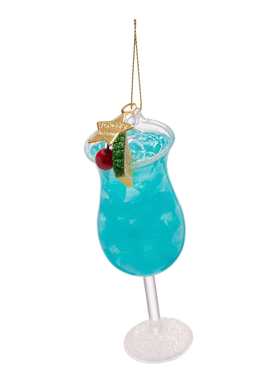 Vondels Blue Lagoon cocktail kersthanger 12,5 cm - detail 3 blauw