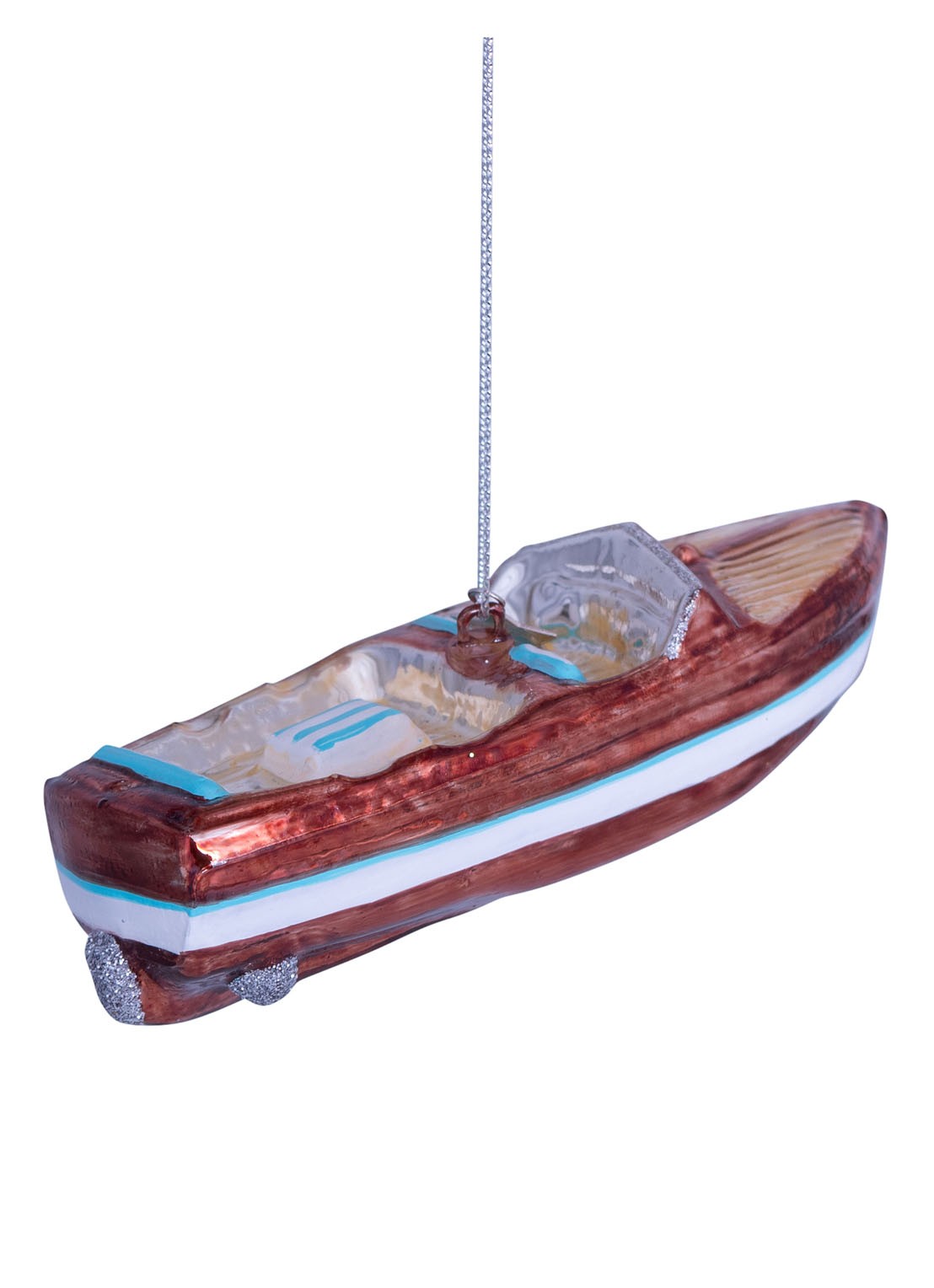 Vondels Boot kersthanger 4 cm - voorkant bruin