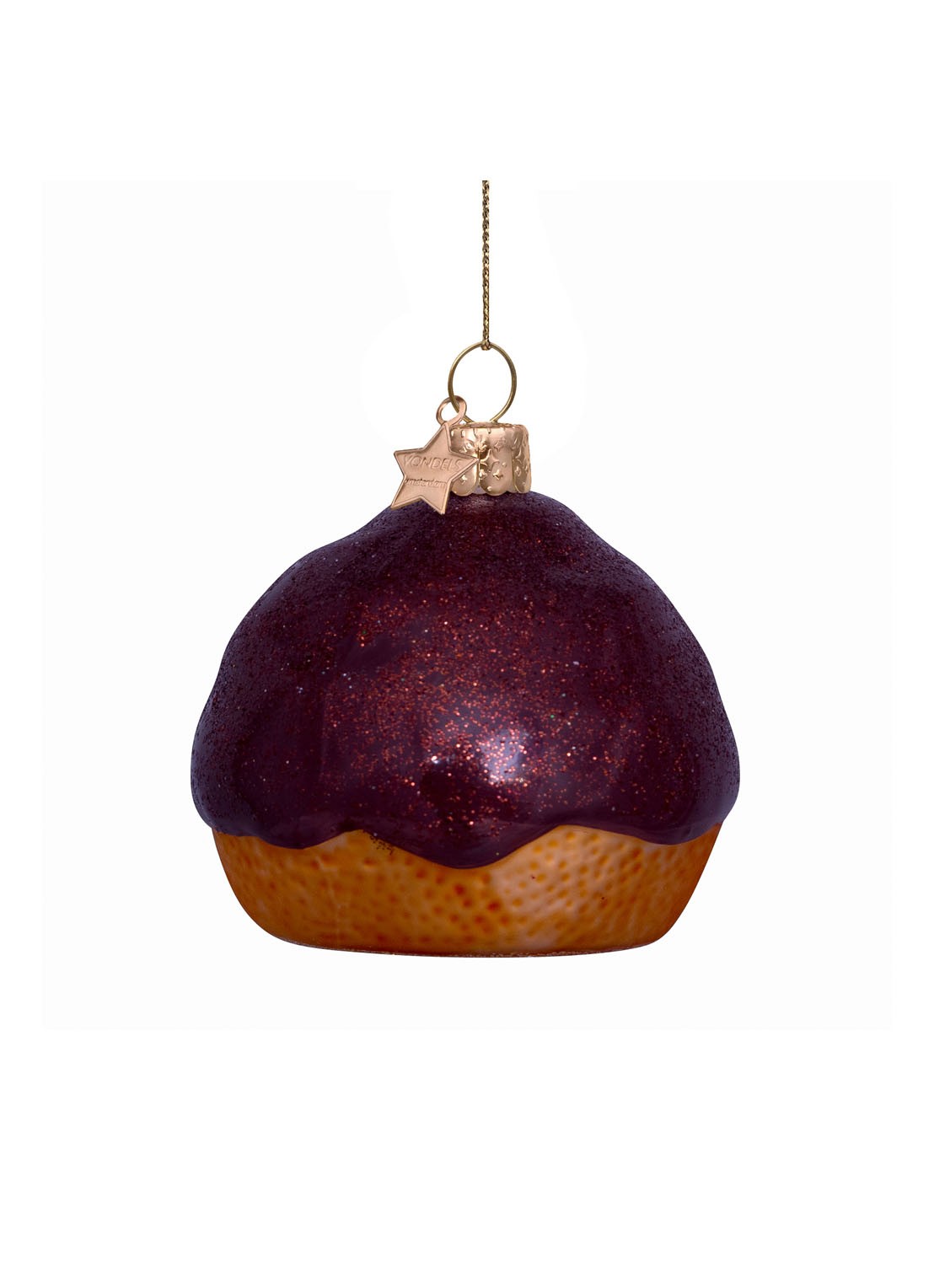 Vondels Bossche Bol kersthanger 6,5 cm - voorkant bruin