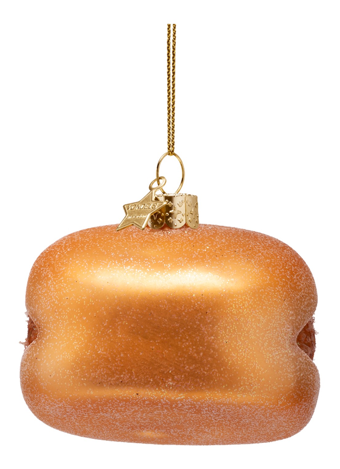Vondels Broodje Kroket kersthanger 6,5 cm - achterkant goud