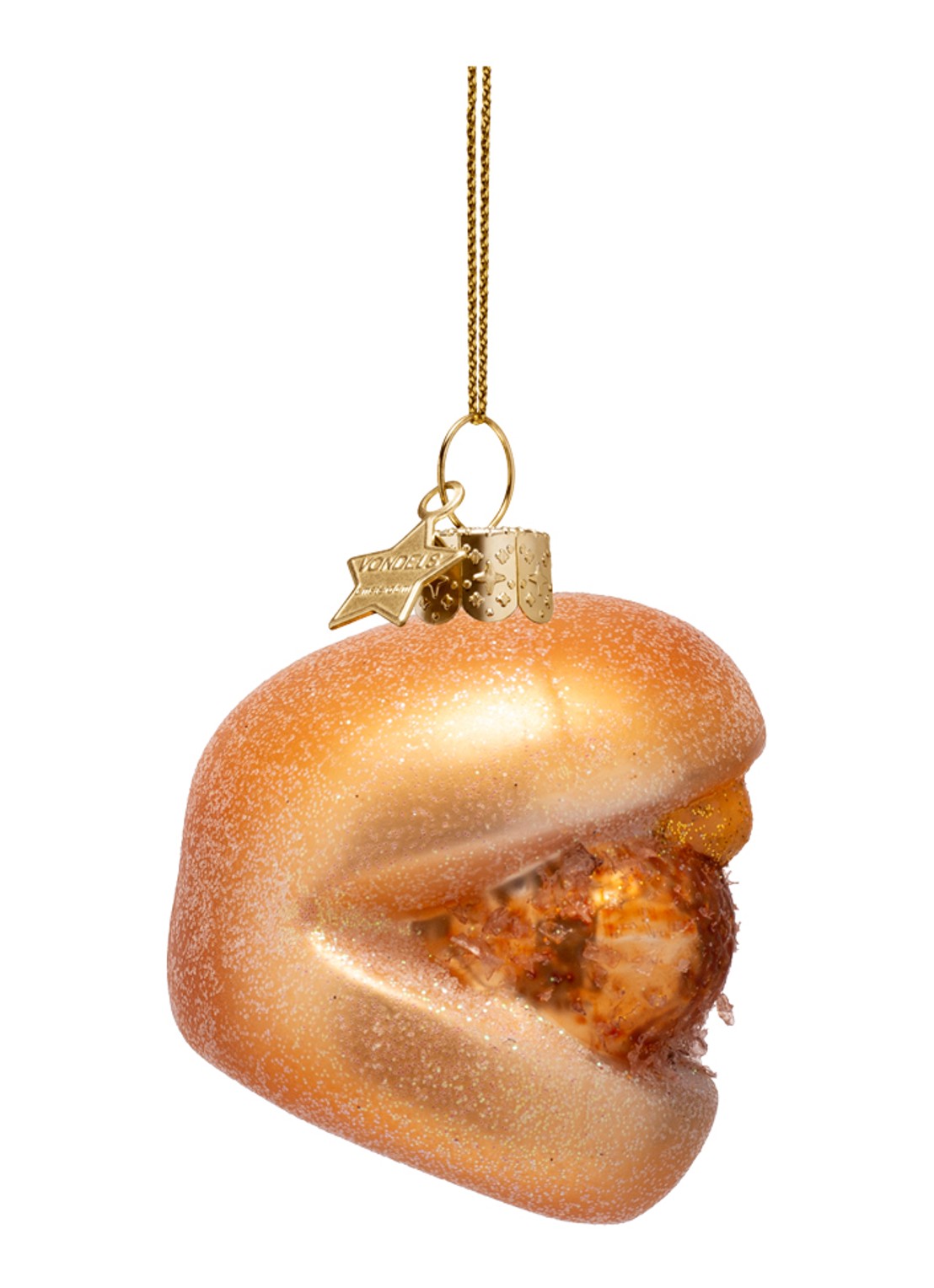 Vondels Broodje Kroket kersthanger 6,5 cm - detail 5 goud