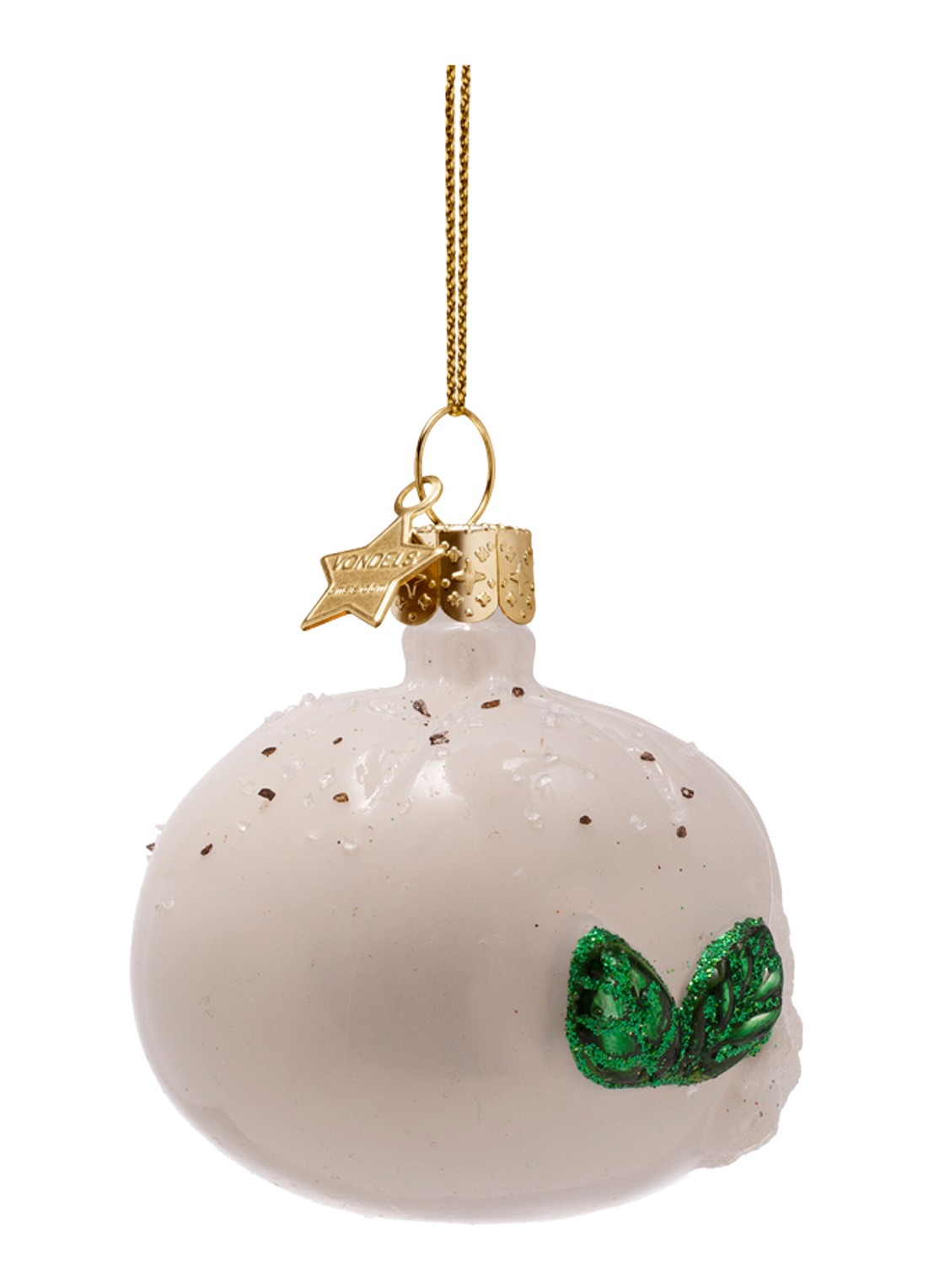 Vondels Burrata Kaas met Basilicum kersthanger 7 cm - voorkant 3 wit