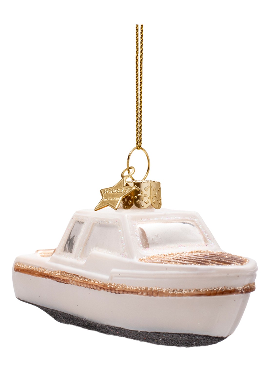 Vondels Cabin boot kersthanger 4,5 cm - detail 3 gebroken wit