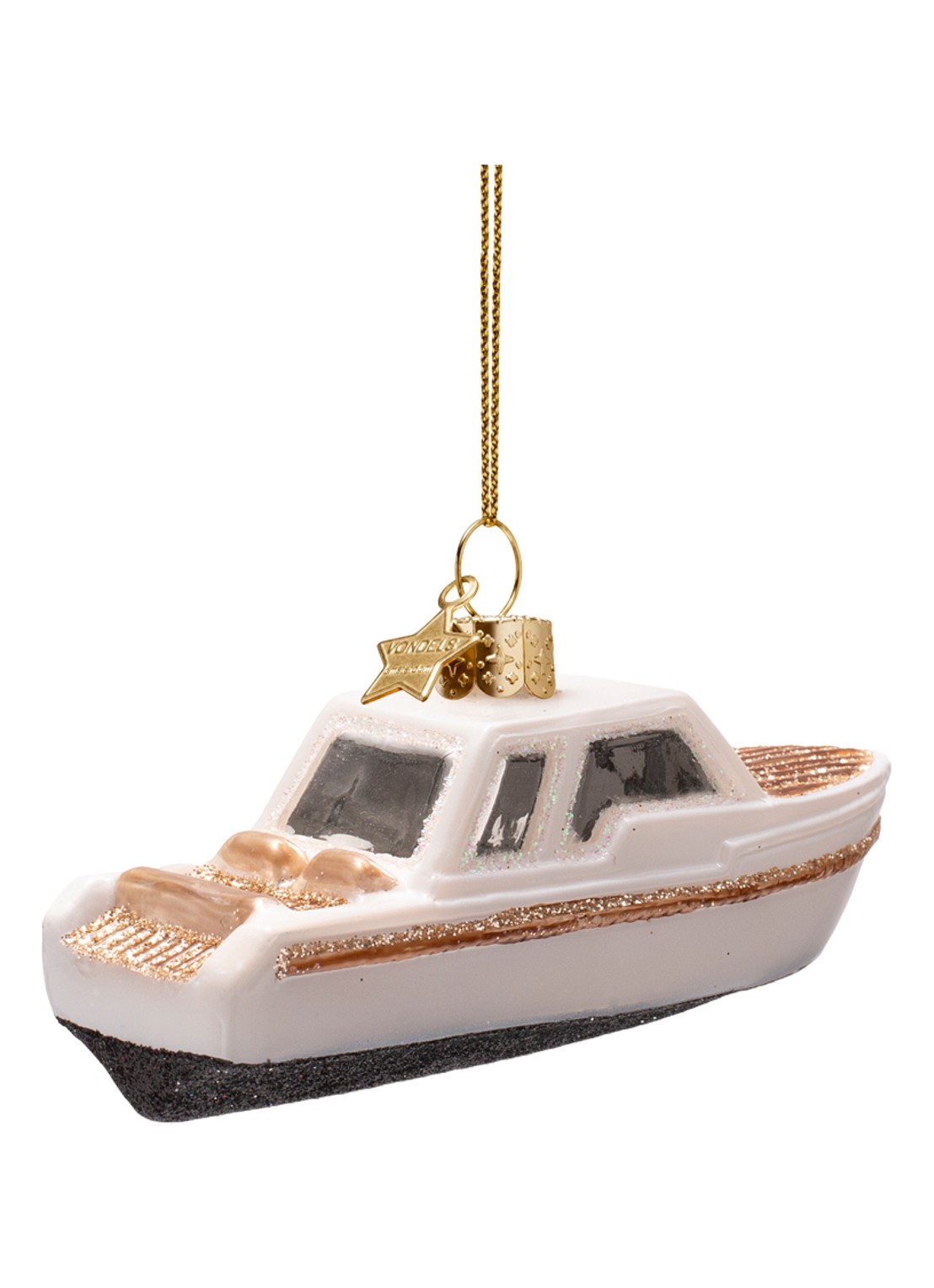 Vondels Cabin boot kersthanger 4,5 cm - detail 6 gebroken wit