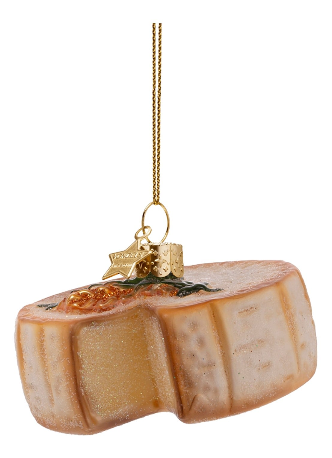 Vondels Camambert kaas kersthanger 4 cm - voorkant 3 goud