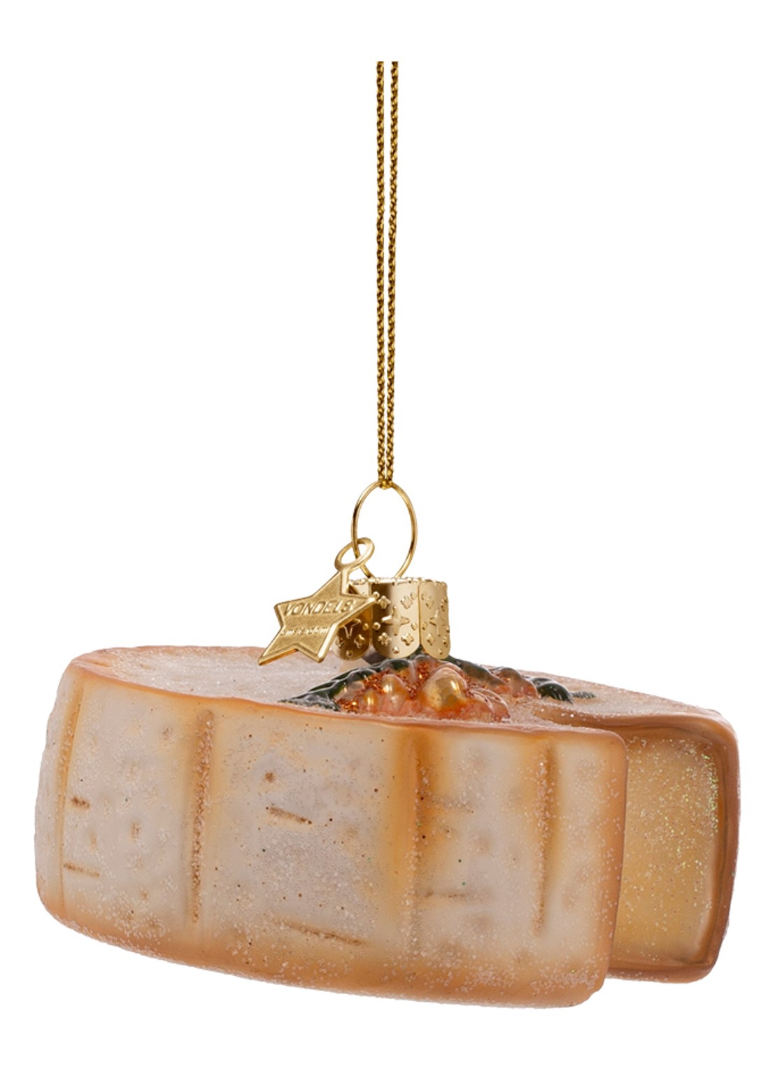 Vondels Camambert kaas kersthanger 4 cm - voorkant 4 goud