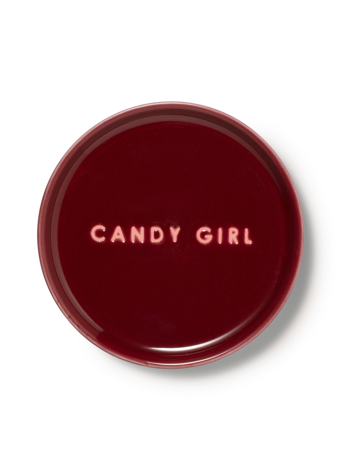 Vondels Candy Girl gebaksbordje 8,5 cm - voorkant bordeauxrood