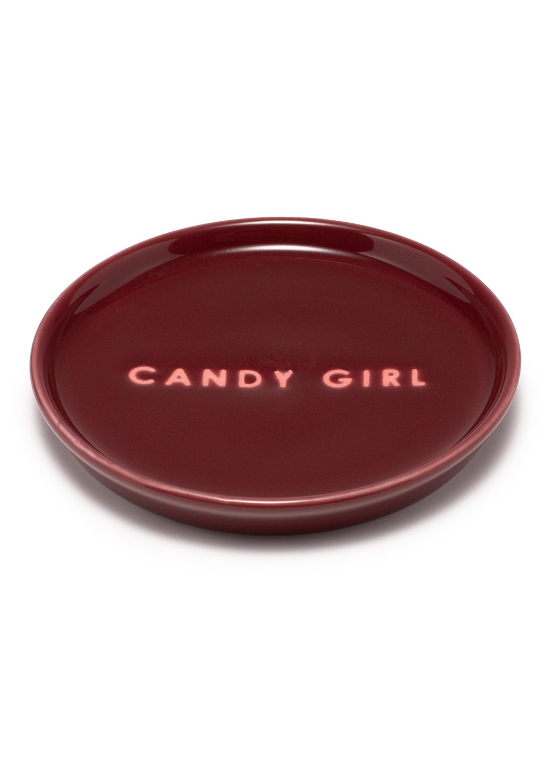 Vondels Candy Girl gebaksbordje 8,5 cm - voorkant 2 bordeauxrood