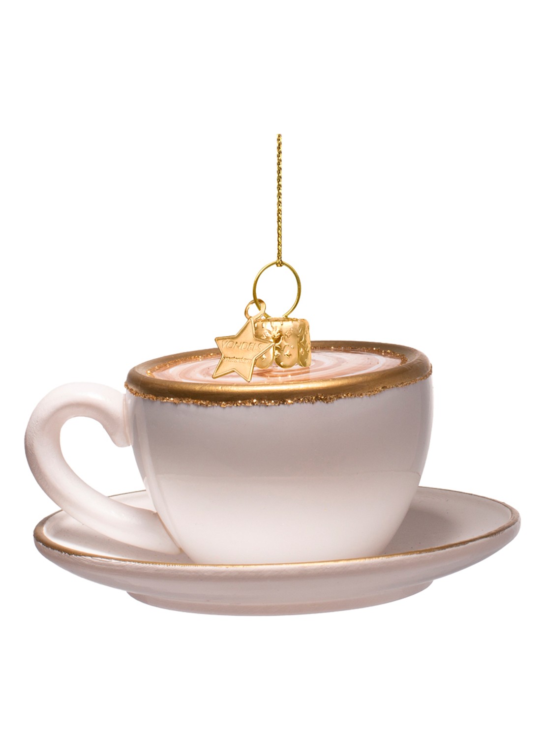 Vondels Cappuccino kersthanger 5,5 cm - achterkant 3 wit