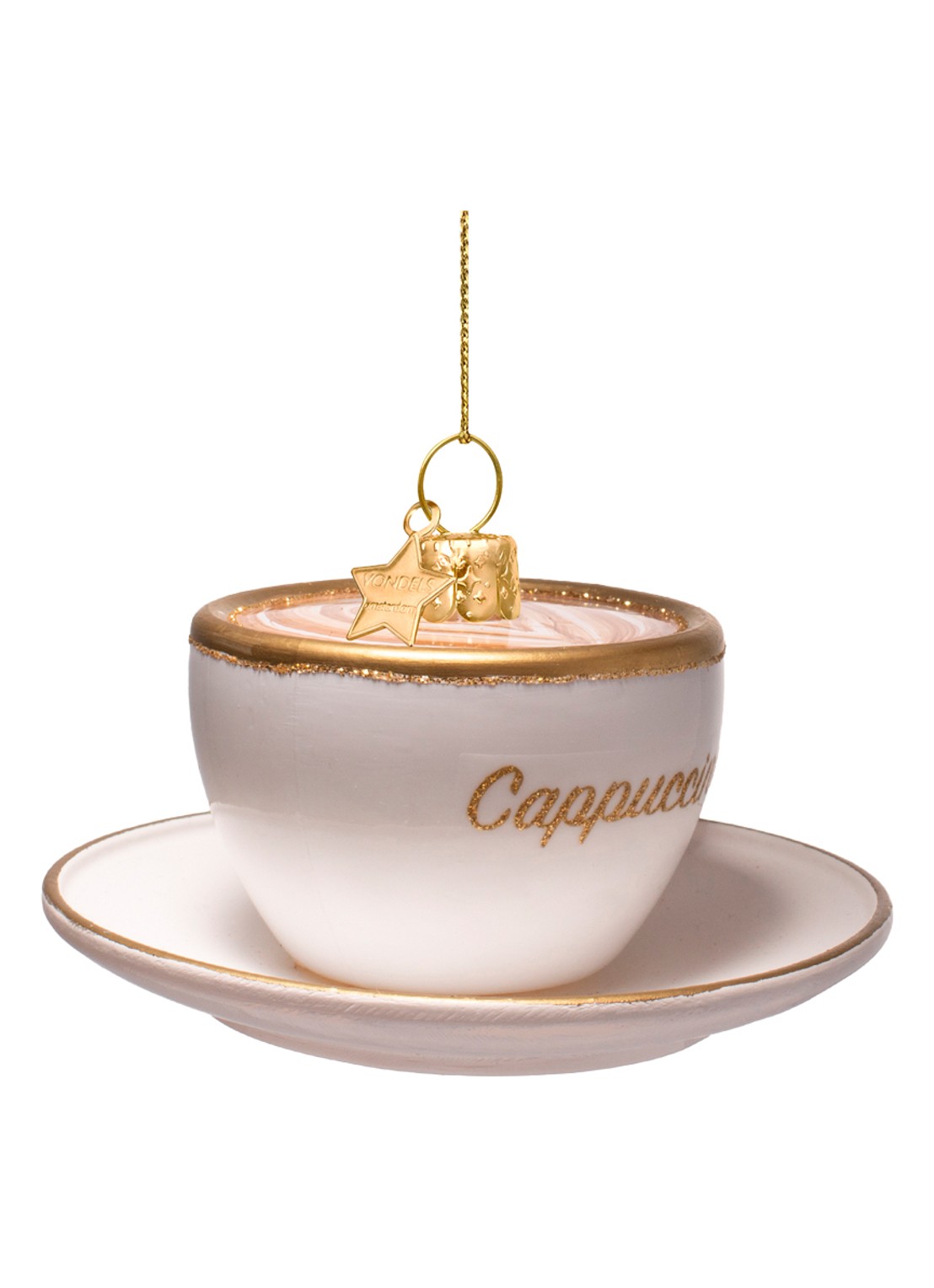 Vondels Cappuccino kersthanger 5,5 cm - voorkant 2 wit