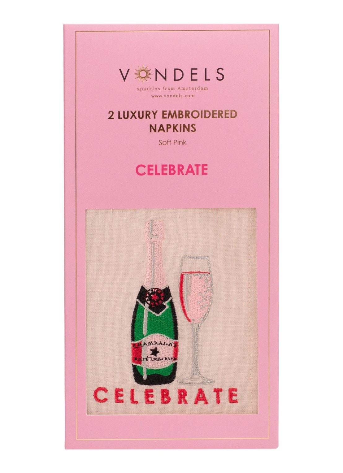 Vondels Celebrate servetten in linnenblend 45 x 45 cm - detail 3 lichtroze
