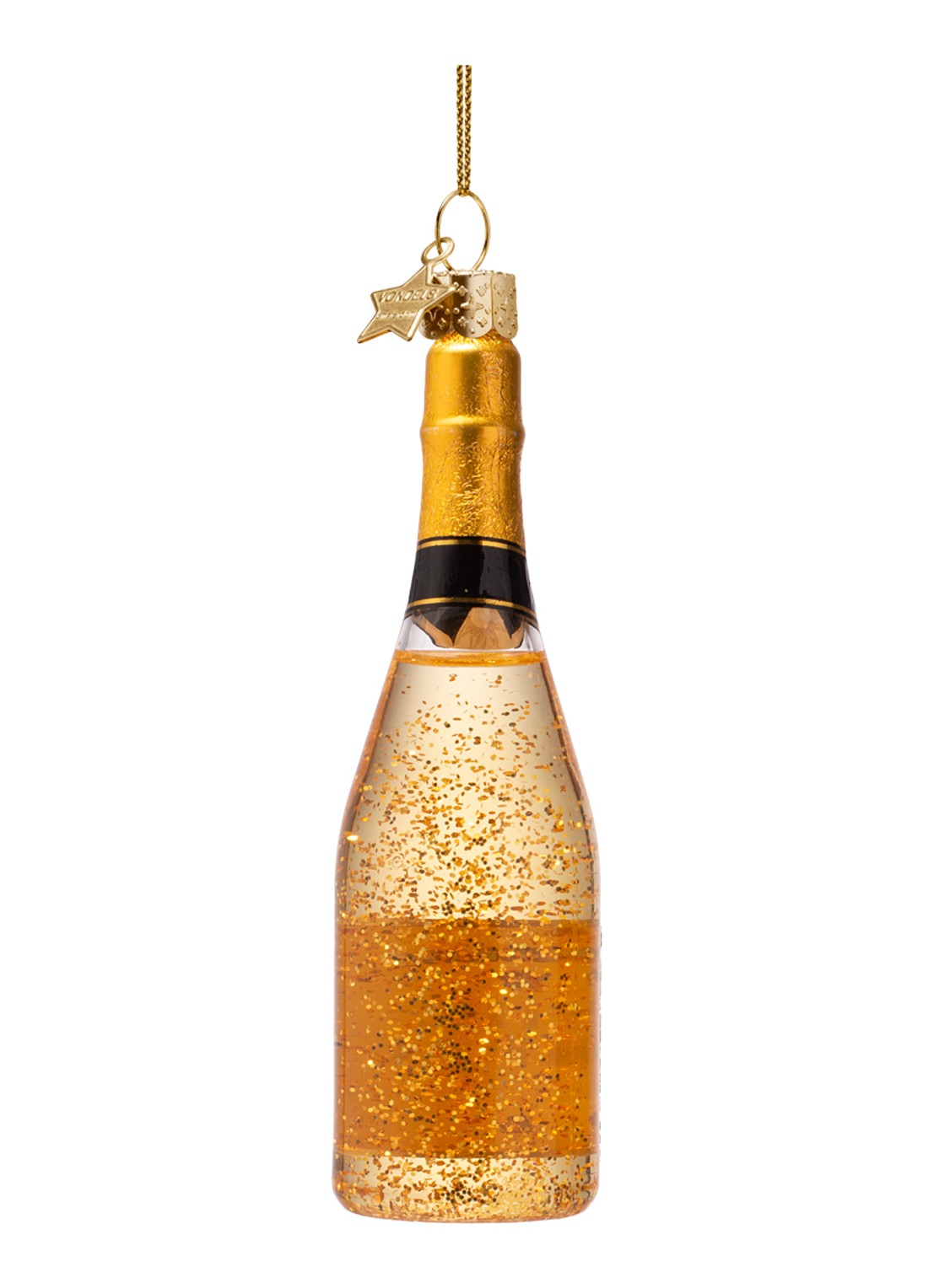 Vondels Champagne Fles kersthanger 15,5 cm - achterkant 3 goud