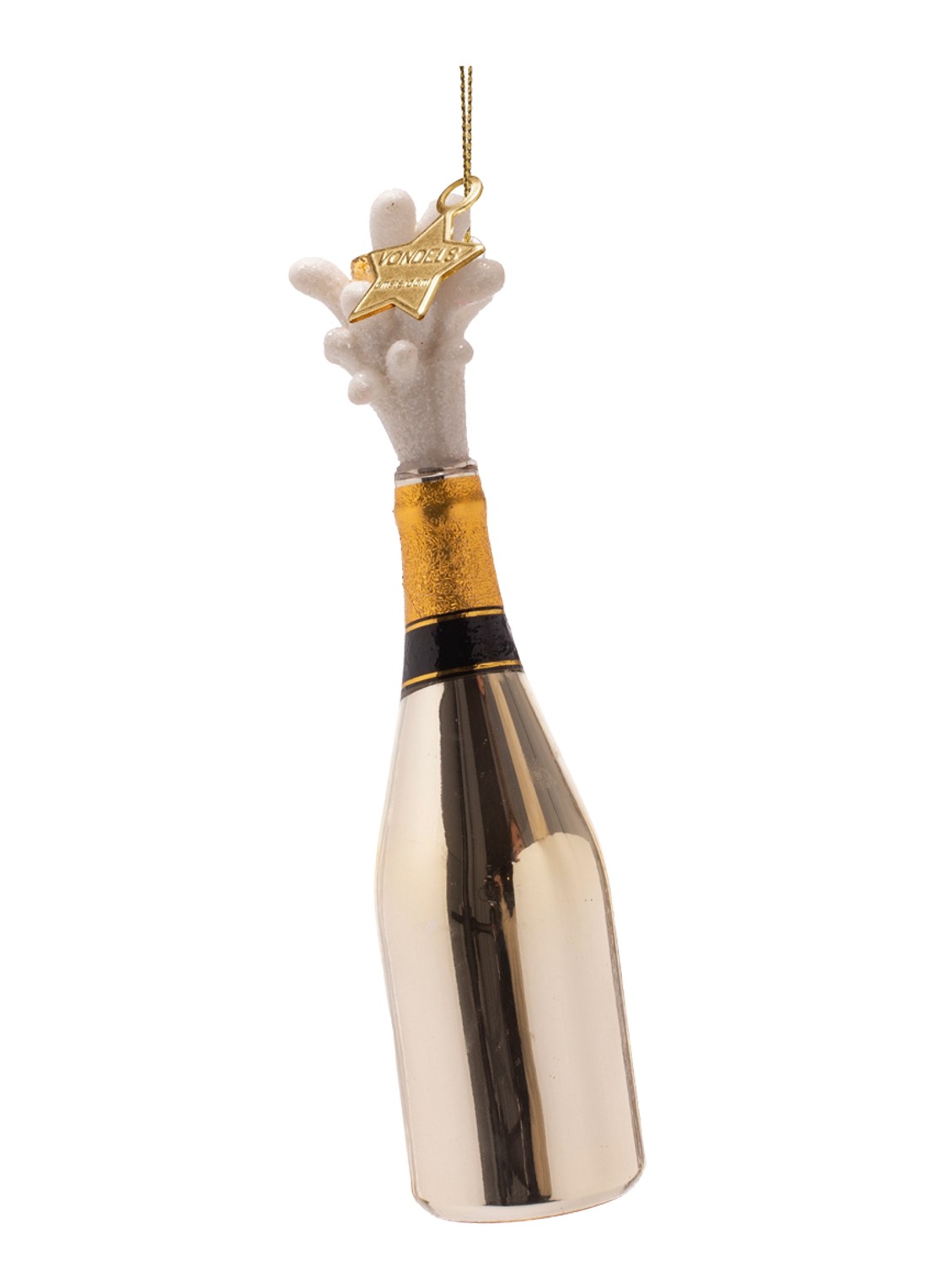 Vondels Champagne Popper Fles kersthanger 16,5cm - achterkant 3 groen