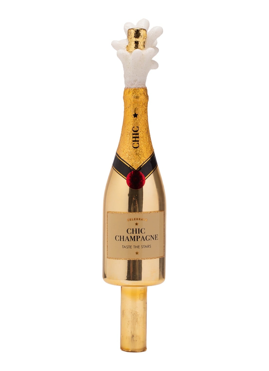 Vondels Champagne Popper Fles piek 15,5 cm - voorkant 4 goud