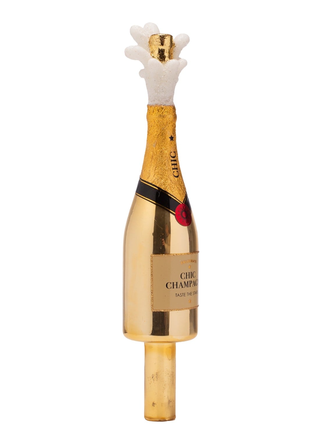 Vondels Champagne Popper Fles piek 15,5 cm - voorkant 5 goud