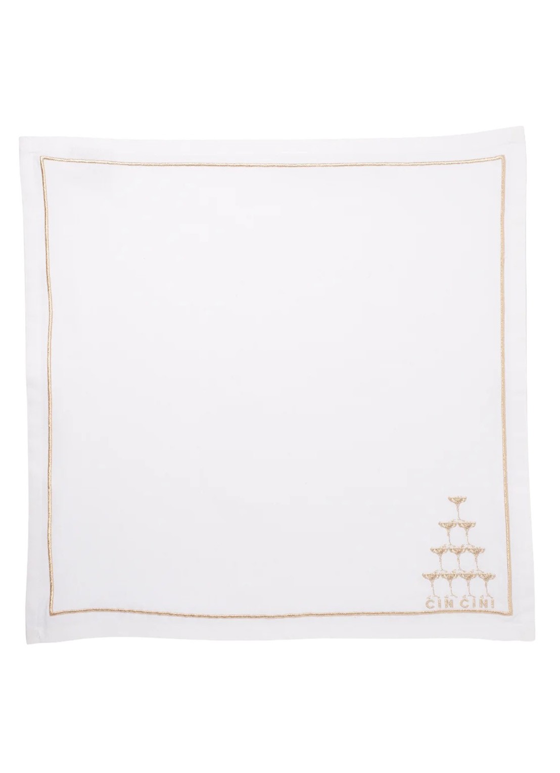 Vondels Champagne Tower servetten 45 x 45 cm set van 2 - voorkant 2 wit