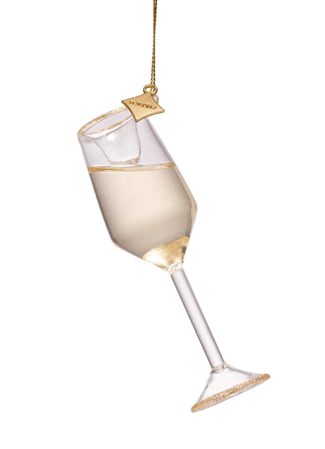 Vondels Champagneglas kersthanger 11,5 cm - voorkant 3 goud