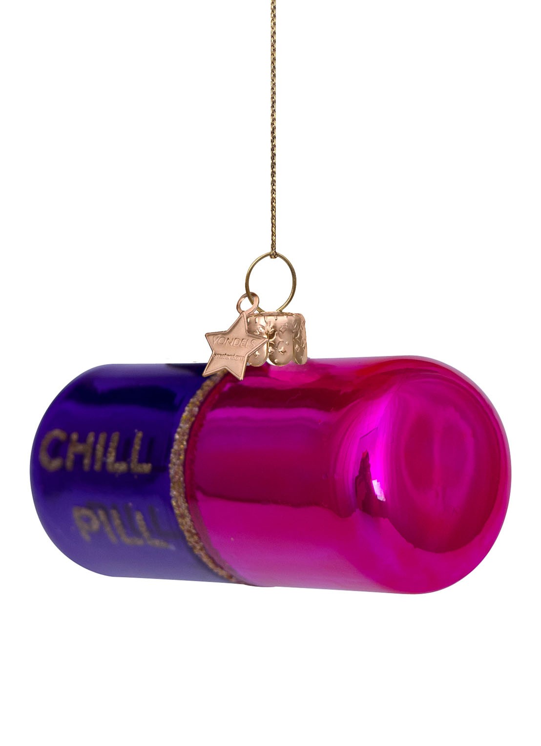 Vondels Chill Pill kersthanger 4 cm - detail multicolor
