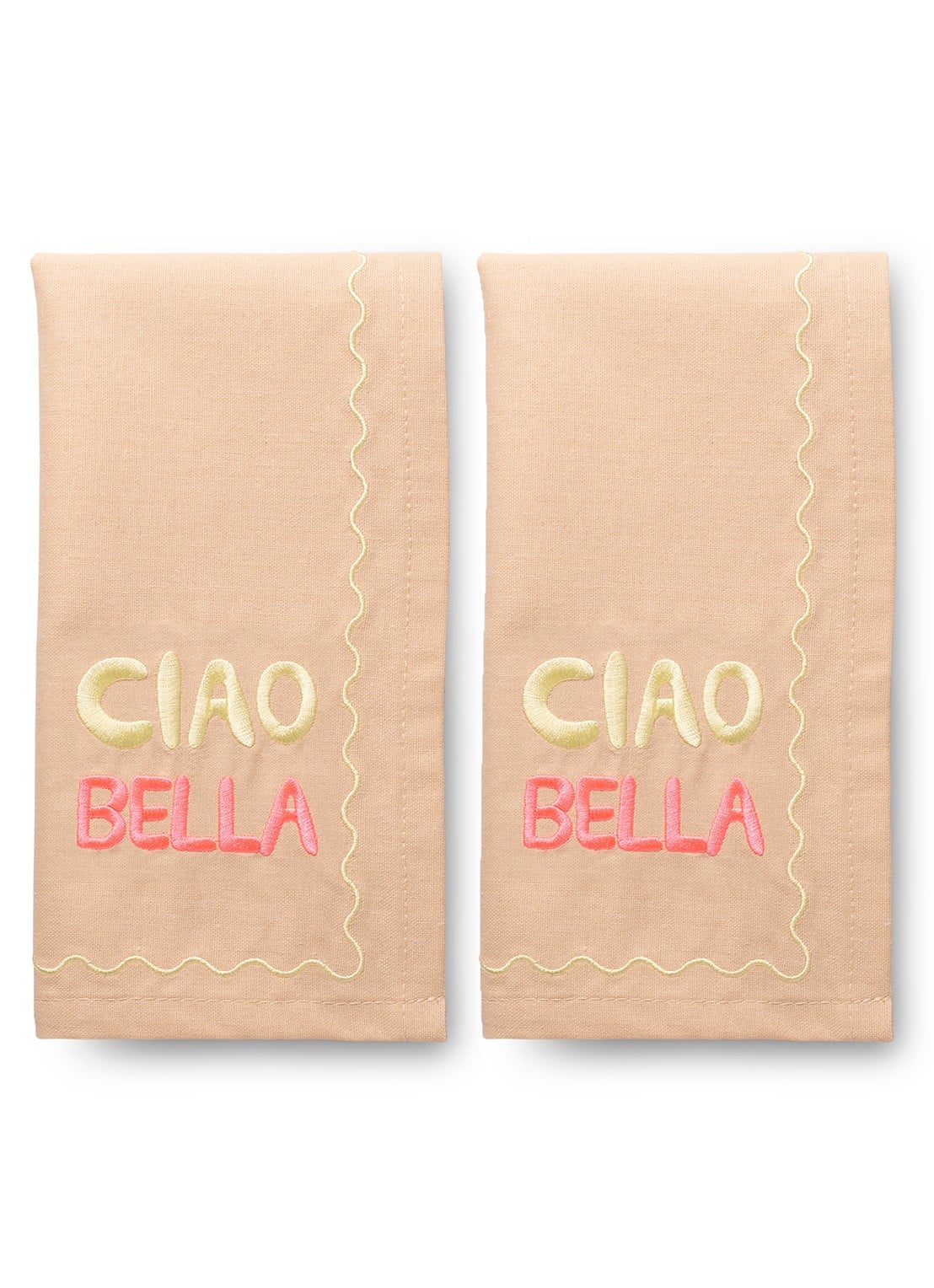 Vondels Ciao Bella servetten 45 x 45 cm set van 2 - voorkant 2 beige
