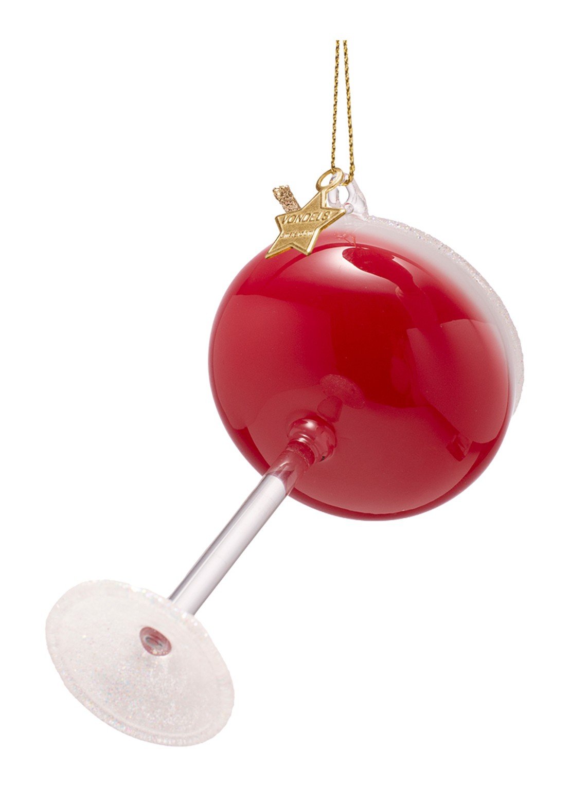 Vondels Clover Club cocktail kersthanger 10 cm - achterkant 3 rood