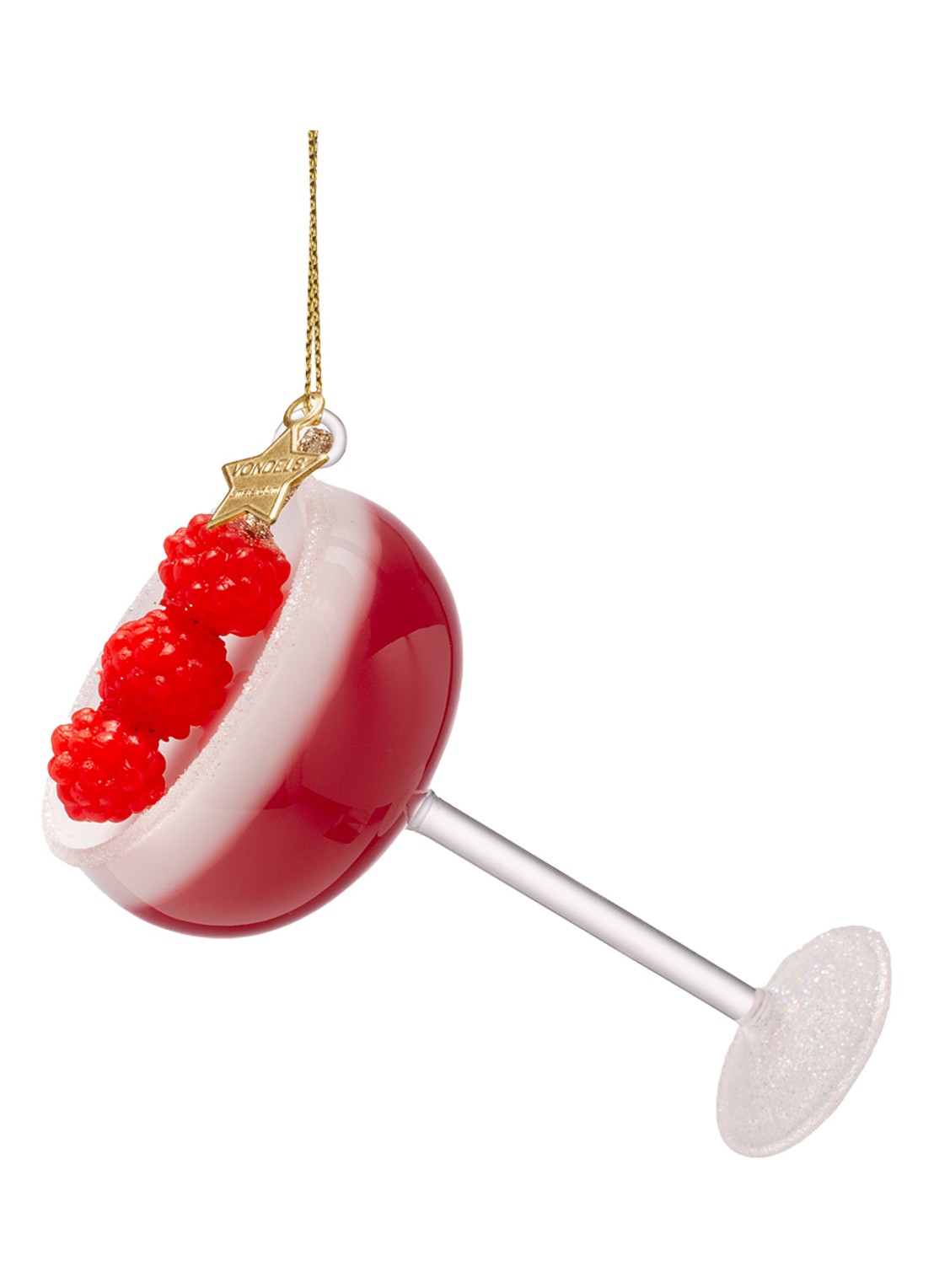 Vondels Clover Club cocktail kersthanger 10 cm - detail 5 rood