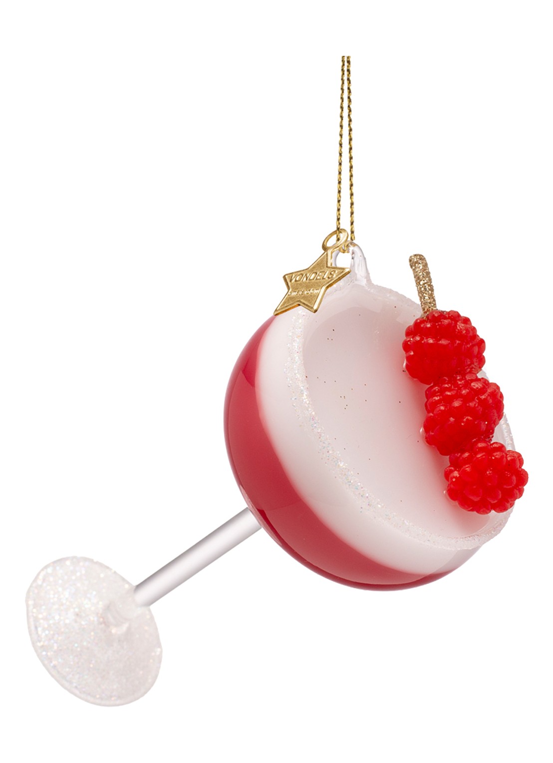 Vondels Clover Club cocktail kersthanger 10 cm - voorkant rood