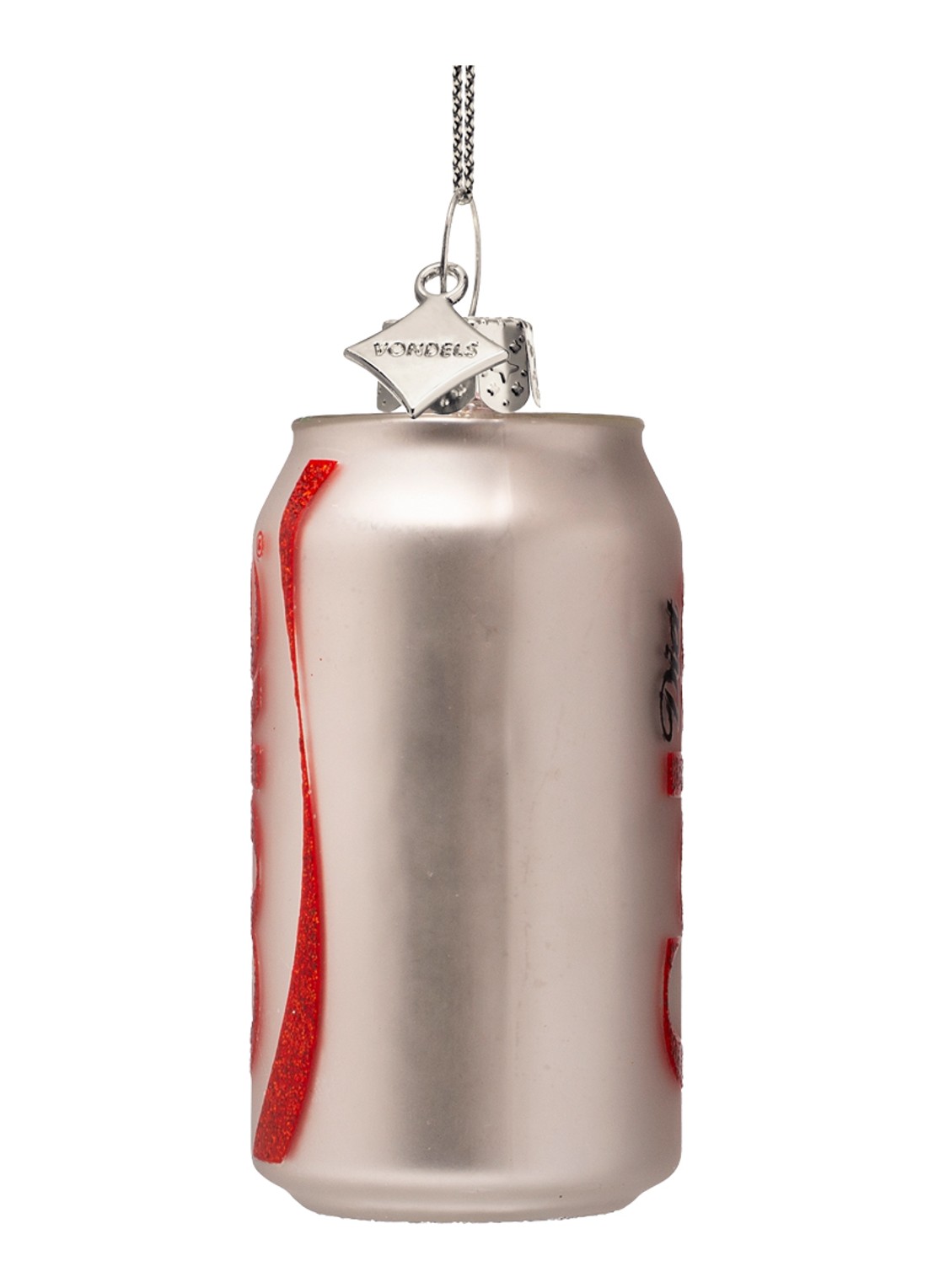 Vondels Coca Cola Diet Coke blik kersthanger 8 cm - detail zilver