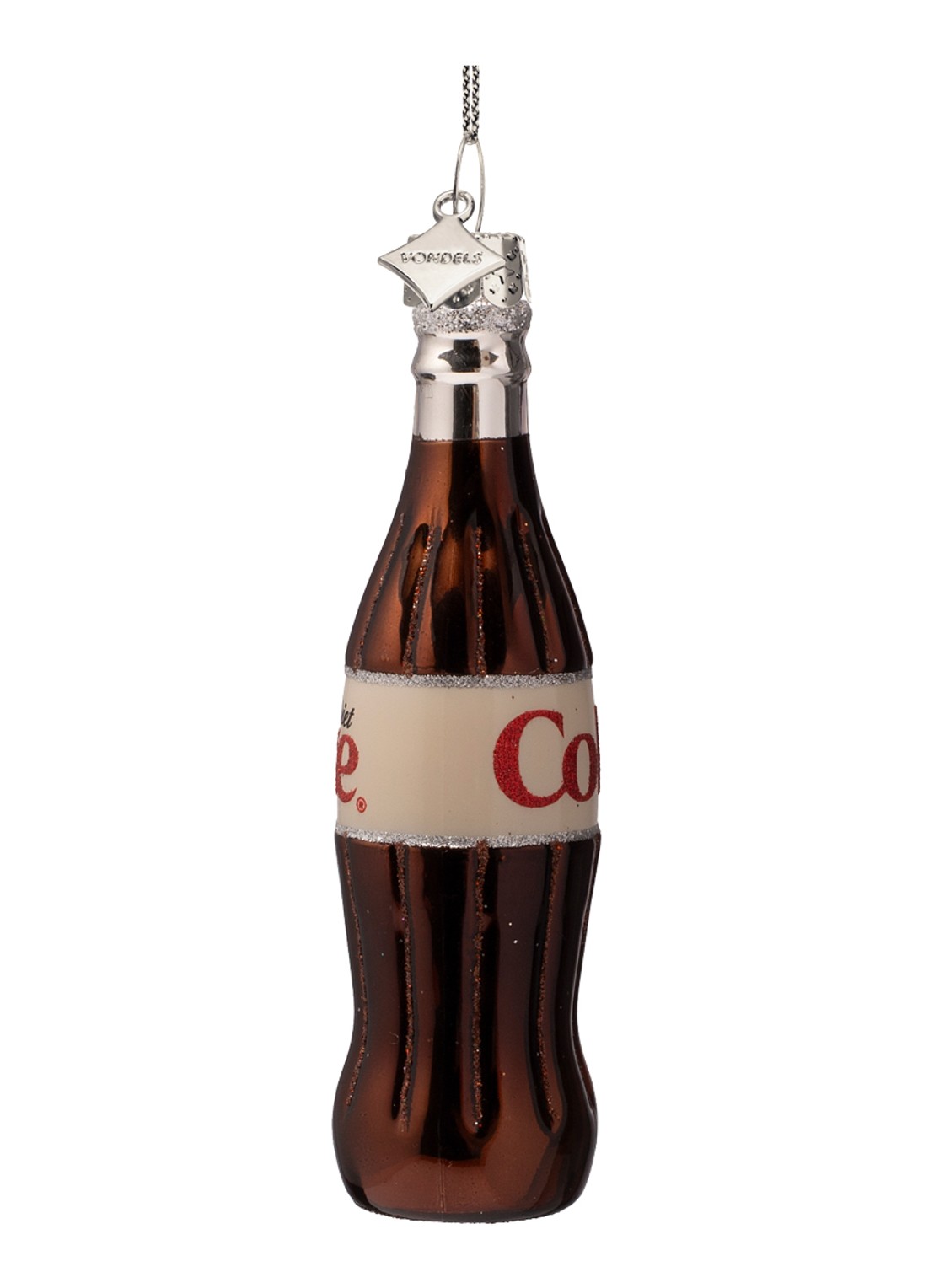 Vondels Coca Cola Diet Coke fles kersthanger 12 cm - detail donkerbruin