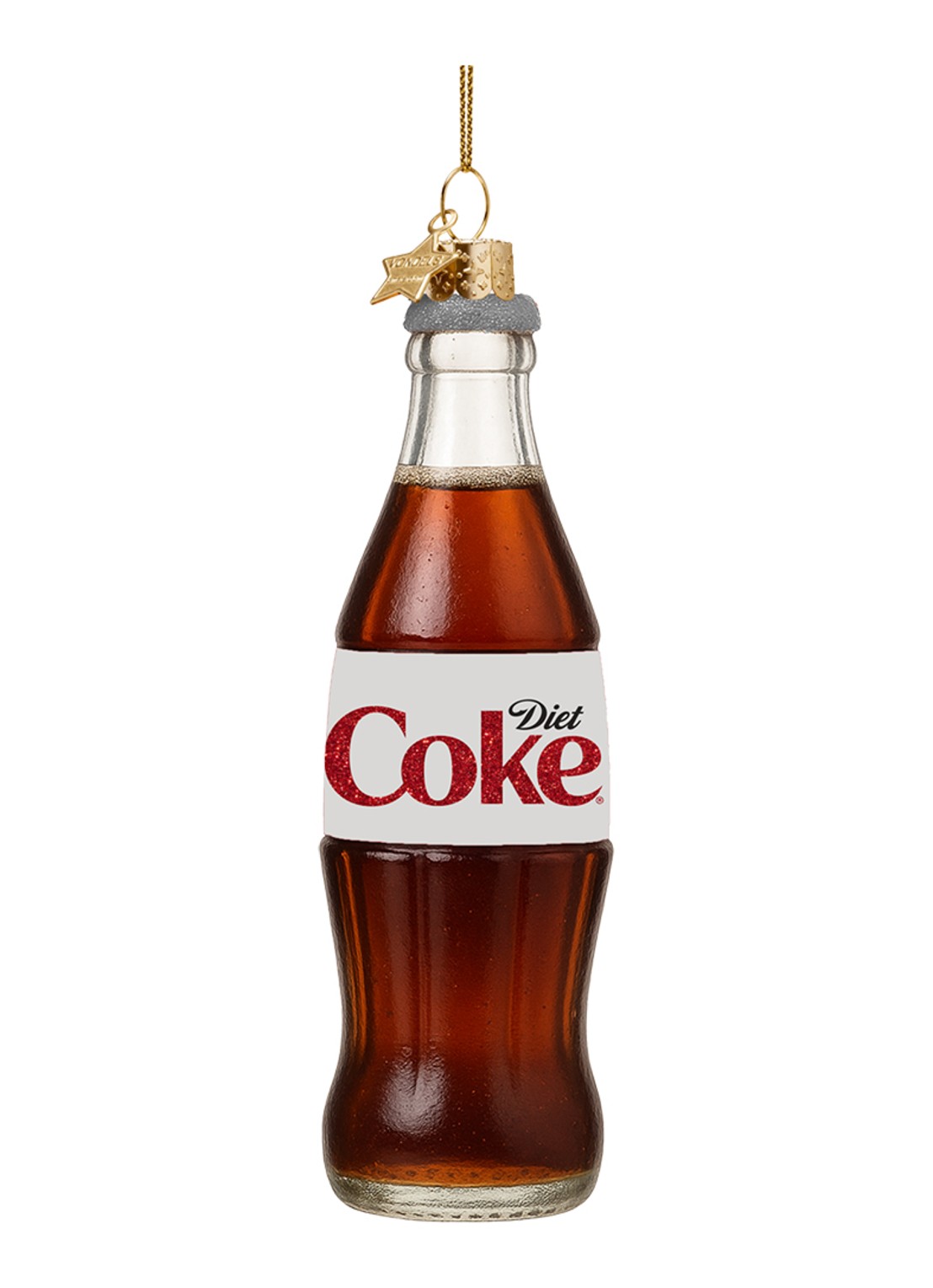 Vondels Coca Cola Diet Coke fles kersthanger 12 cm - voorkant 2 donkerbruin