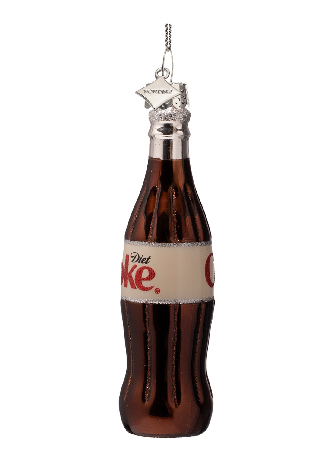 Vondels Coca Cola Diet Coke fles kersthanger 12 cm - voorkant 3 donkerbruin