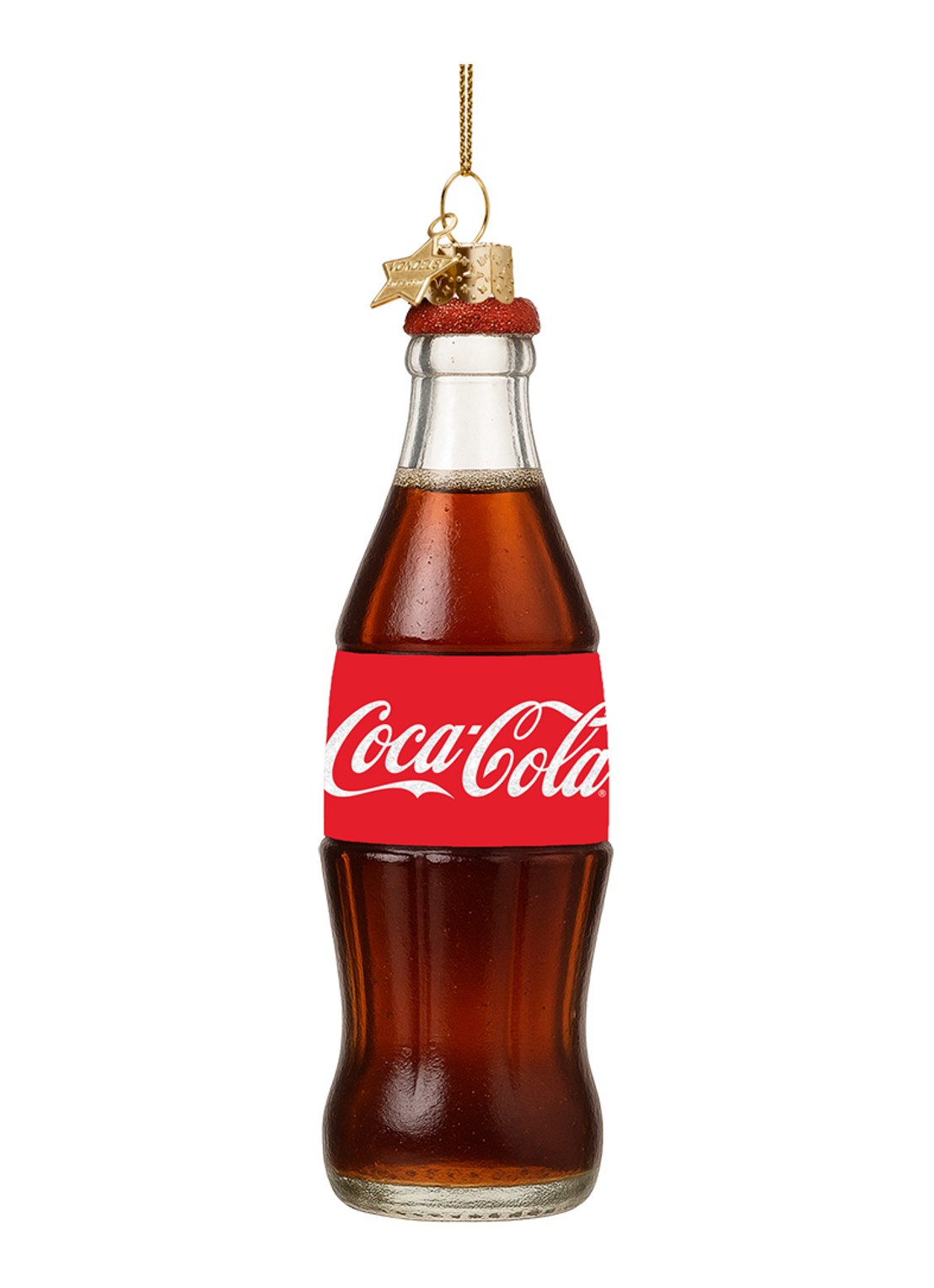 Vondels Coca Cola Fles kersthanger 12 cm - voorkant bruin