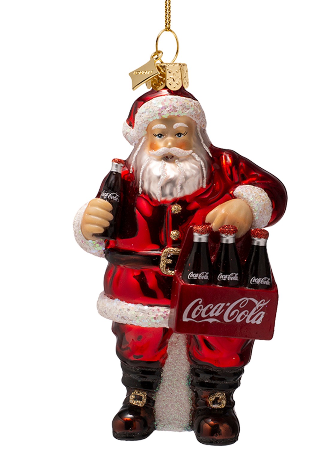 Vondels Coca Cola Kerstman kersthanger 12,5 cm - voorkant rood