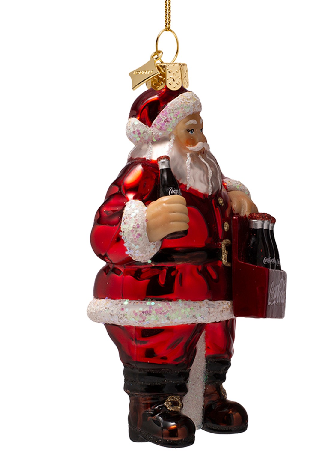 Vondels Coca Cola Kerstman kersthanger 12,5 cm - voorkant 2 rood
