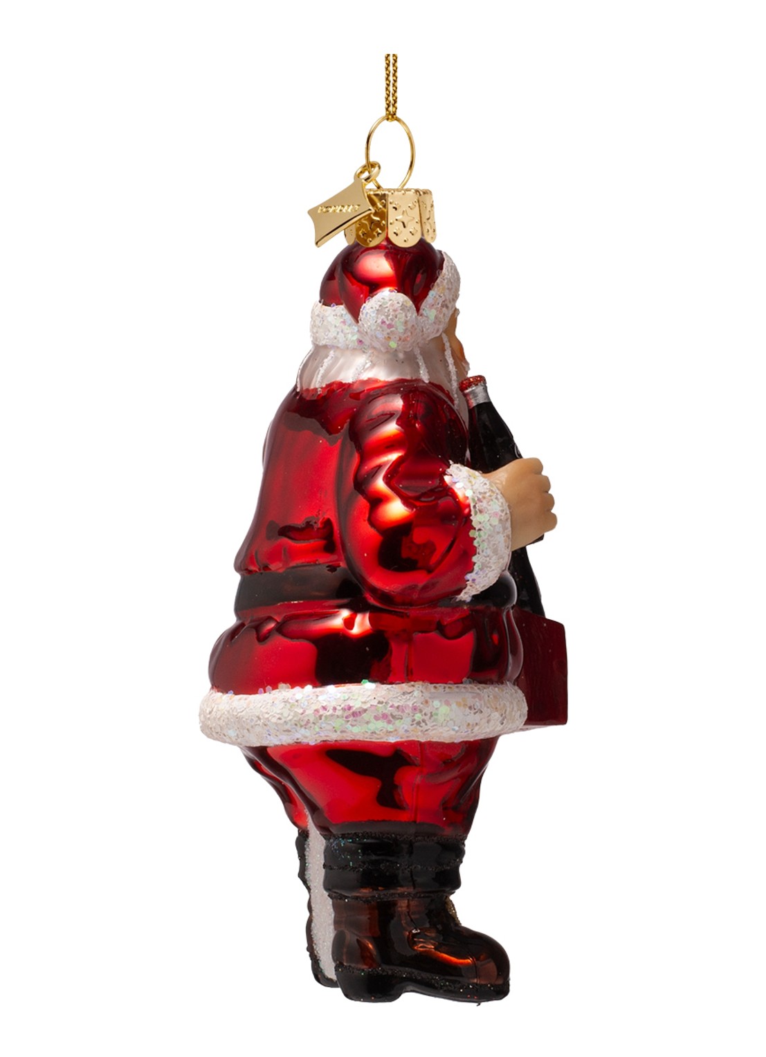 Vondels Coca Cola Kerstman met flessen kersthanger 12,5 cm - detail rood