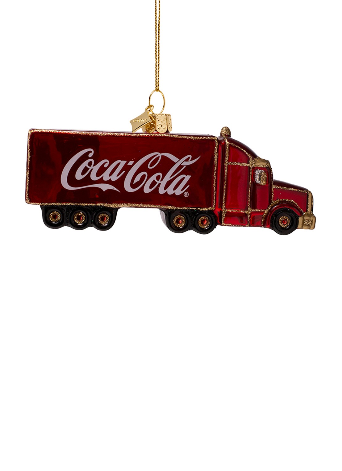 Vondels Coca Cola vrachtwagen kersthanger 5,5 cm - voorkant donkerrood