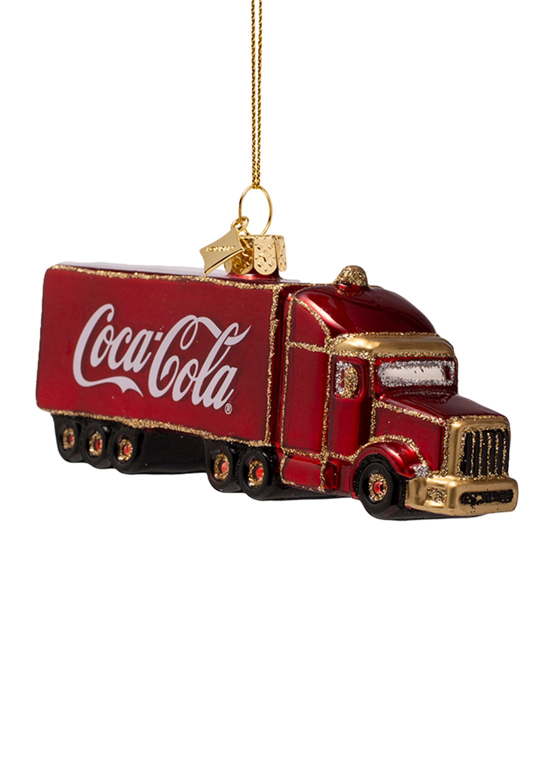 Vondels Coca Cola vrachtwagen kersthanger 5,5 cm - voorkant 2 donkerrood