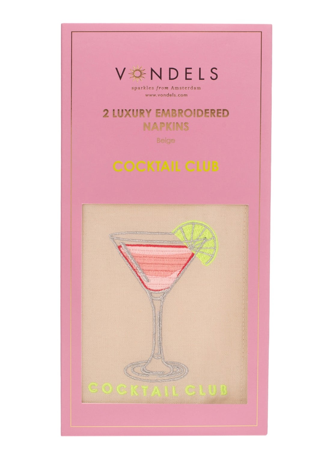 Vondels Cocktail Club servetten in linnenblend 45 x 45 cm set van 2 - detail 3 beige